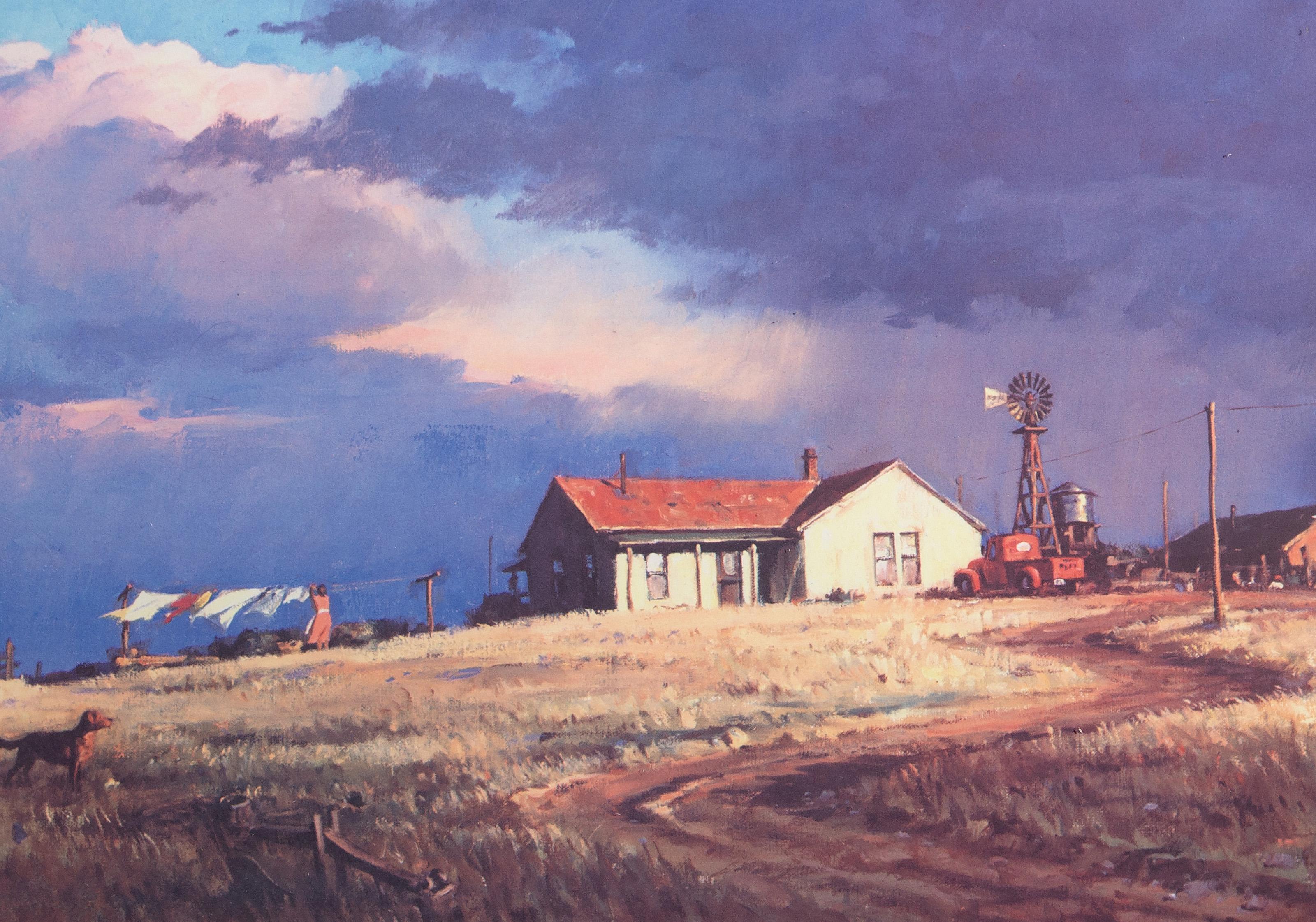 La moglie del ranchero, litografia impressionista americana di Duane Bryers in vendita 1
