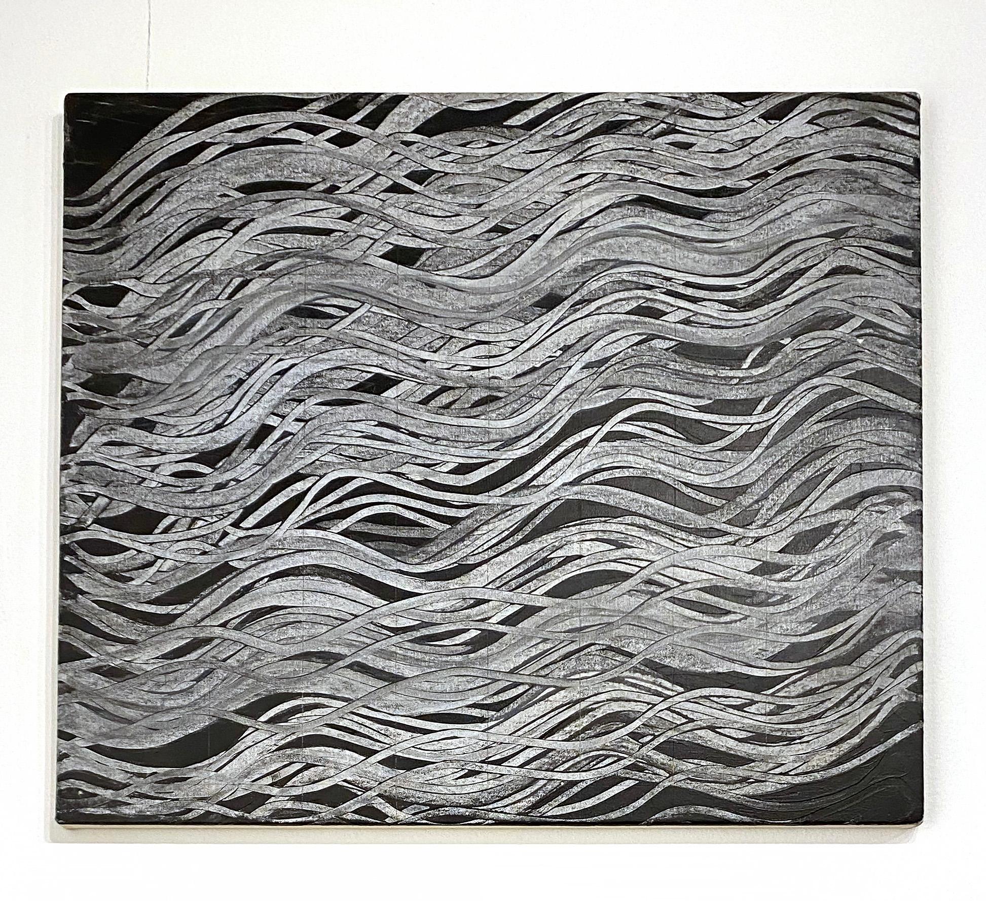 Duane Hatchett Abstract Painting - Painting Texture Black White Large Abstract Impasto