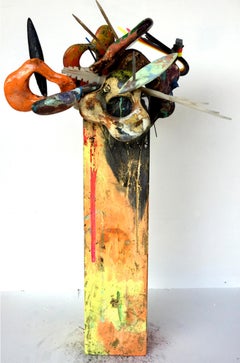 "Abstract Arrangement #14"-    Hydrocal Gypsum Cement, Resin, Plastic, Zip-ties
