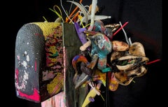 "Monica..." scultura in cemento, vernice smaltata, plastica e Wood