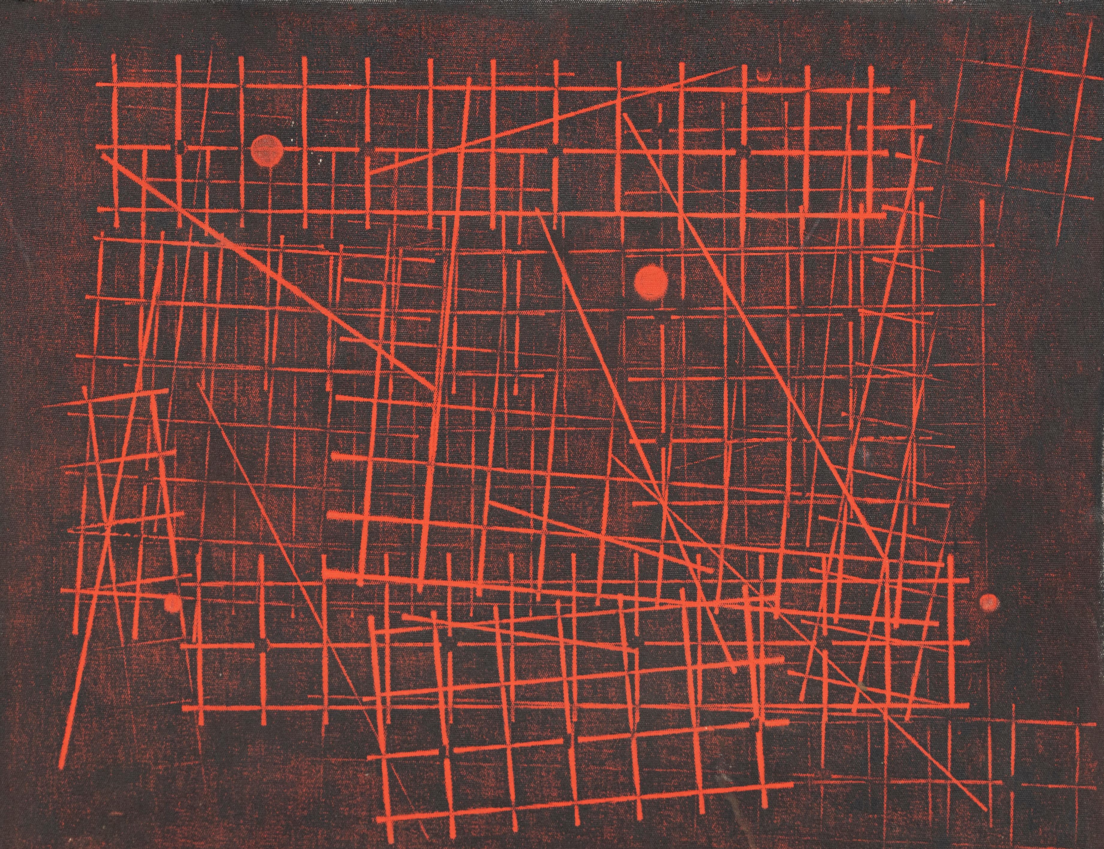 Geometrisches abstraktes Ölgemälde Duanye Hatchett Original Modernistisches frühes Werk im Angebot 3