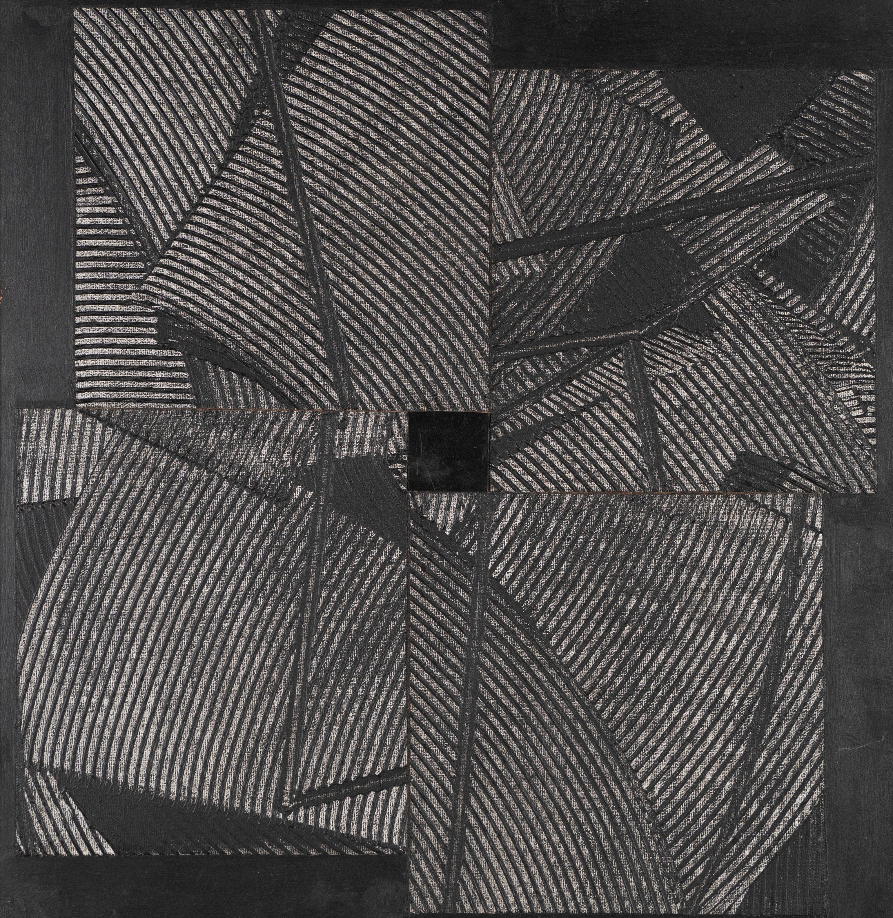 Geometric Abstract Oil Painting Textured Black & Grey Duanye Hatchett Original 2