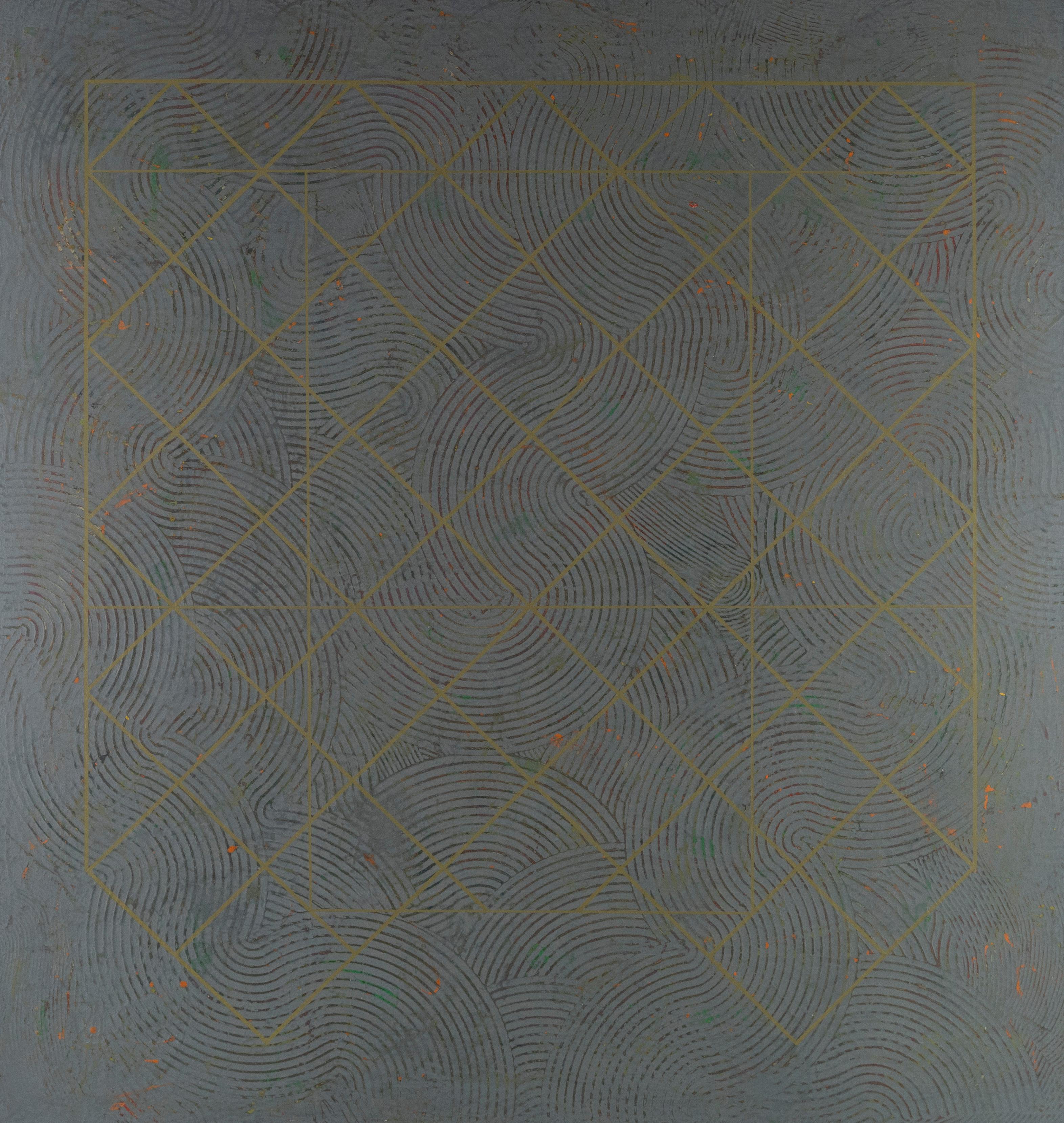 Riesige Mid Century Modern Texas Künstler Abstrakt Expressionist Minimalist Gemälde (Grau), Abstract Painting, von Duanye Hatchett