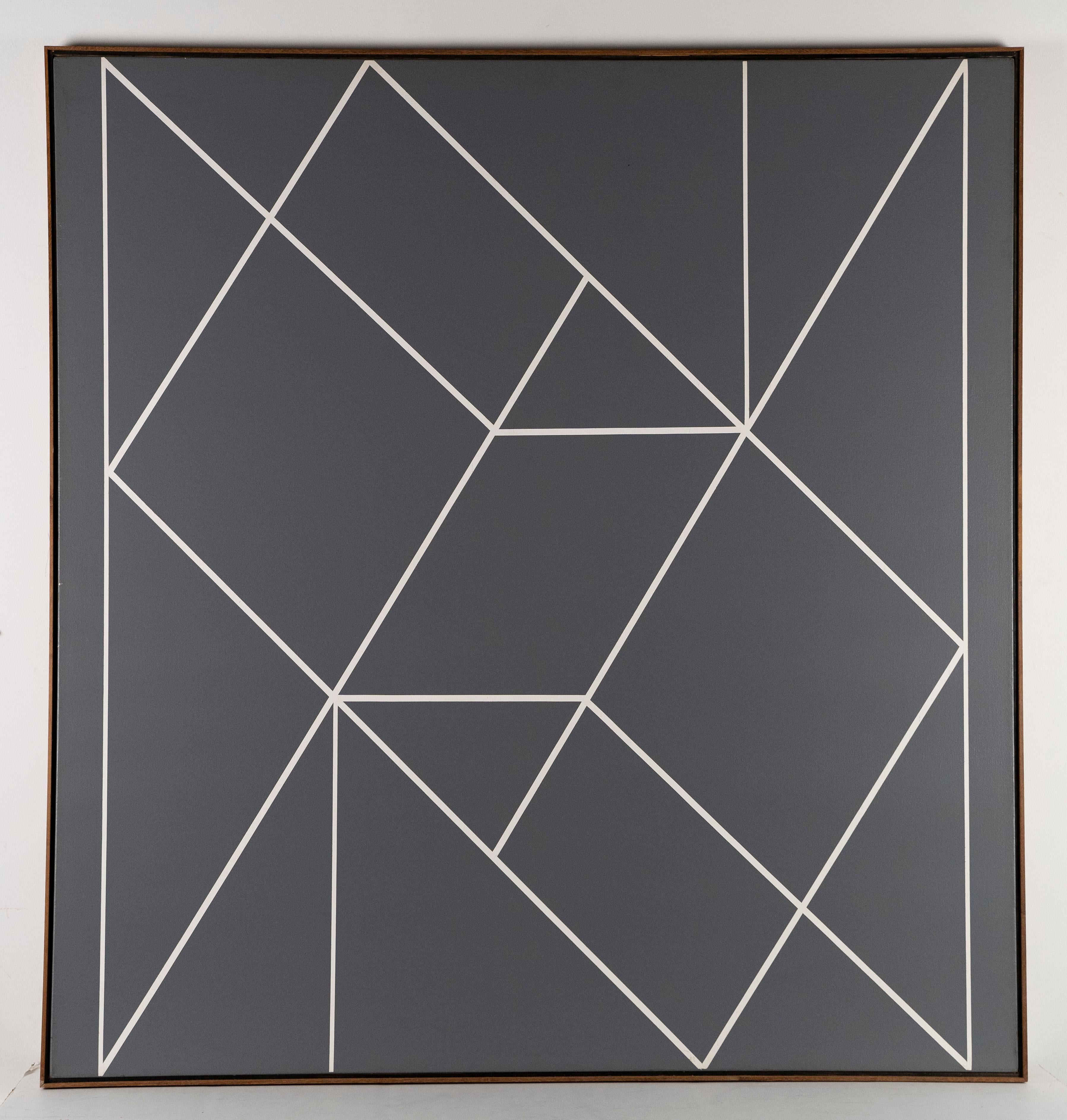 Huge Mid Century Modern Texas Artist Geometric Abstract Minimalist Oil Painting  - Black Abstract Painting by Duanye Hatchett