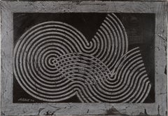 Geometric Abstract Oil Painting Textured Black & Grey Duanye Hatchett Original