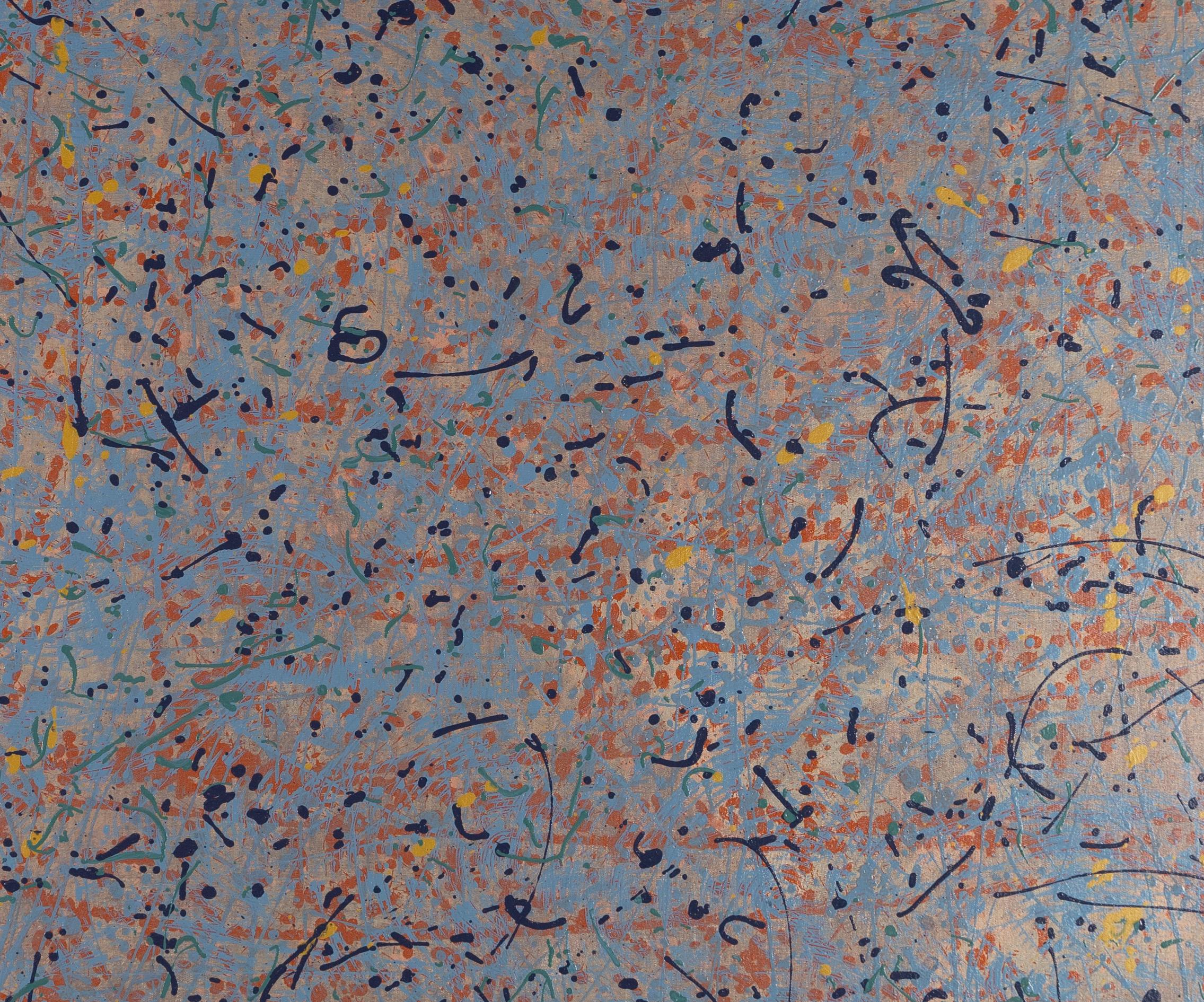 Grande quadro d'azione espressionista astratto dell'artista texano della metà del secolo scorso - Abstract Painting Grigio di Duanye Hatchett