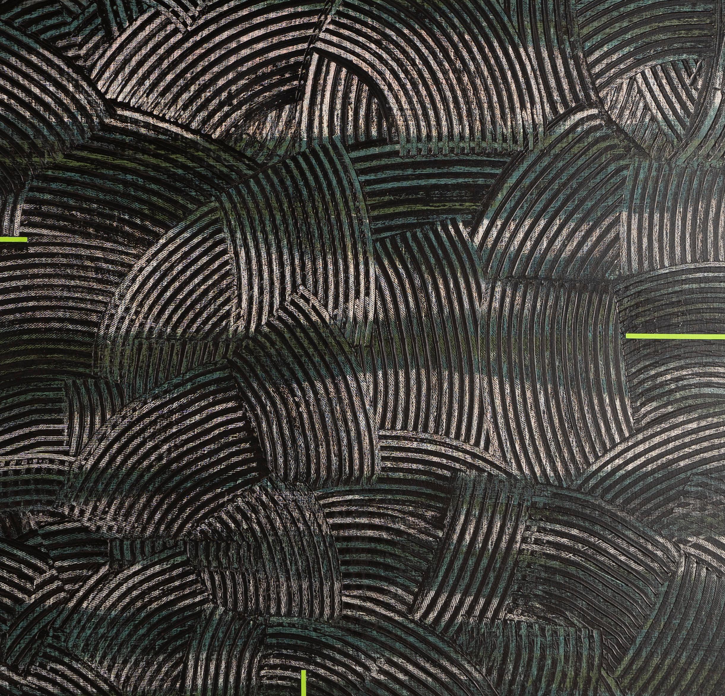 Grande quadro d'azione espressionista astratto dell'artista texano della metà del secolo scorso - Abstract Painting Nero di Duanye Hatchett