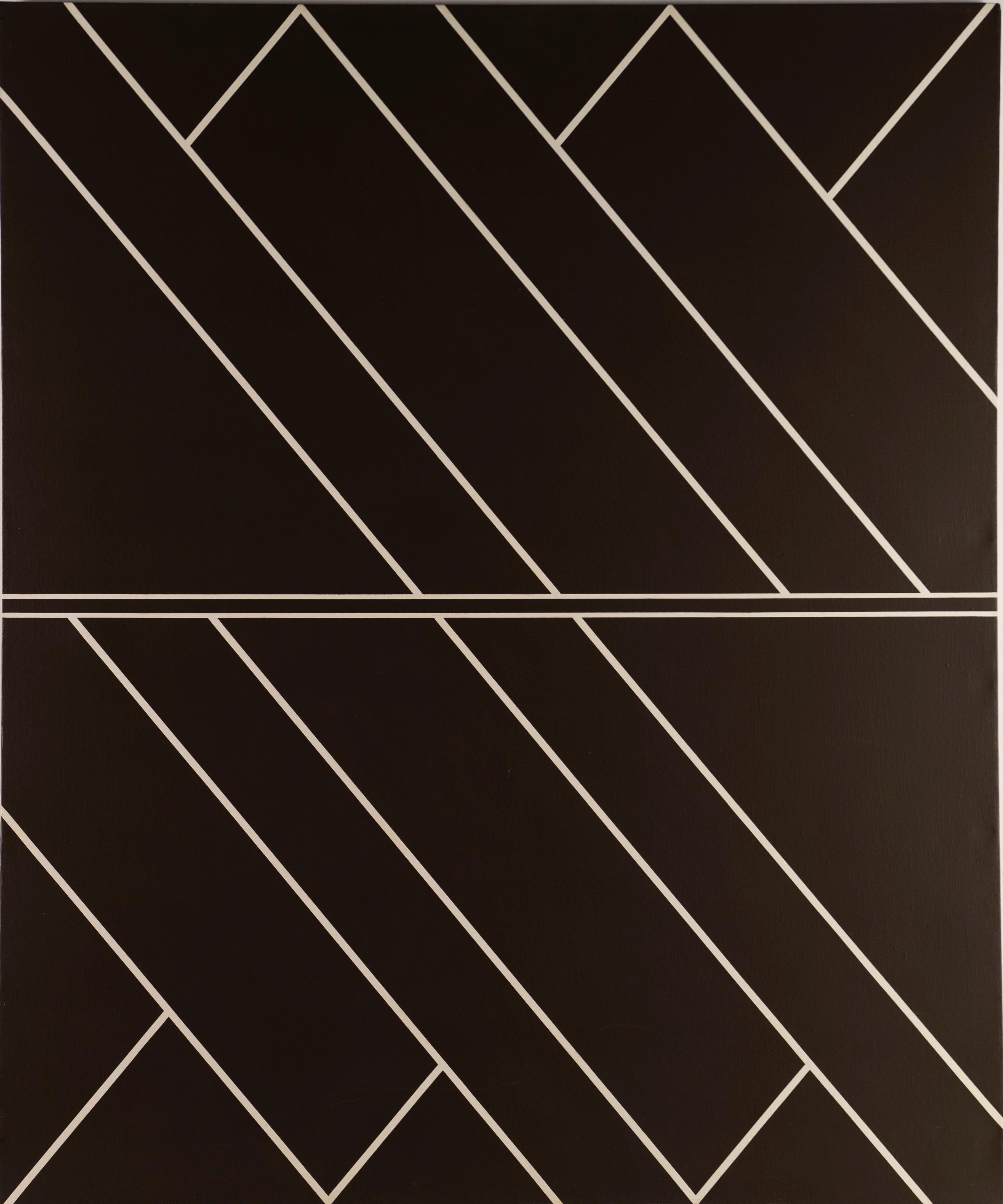 Großes Mid Century Modern Texas Künstler Abstrakt Geometrisch Minimalistisch Ölgemälde – Painting von Duanye Hatchett