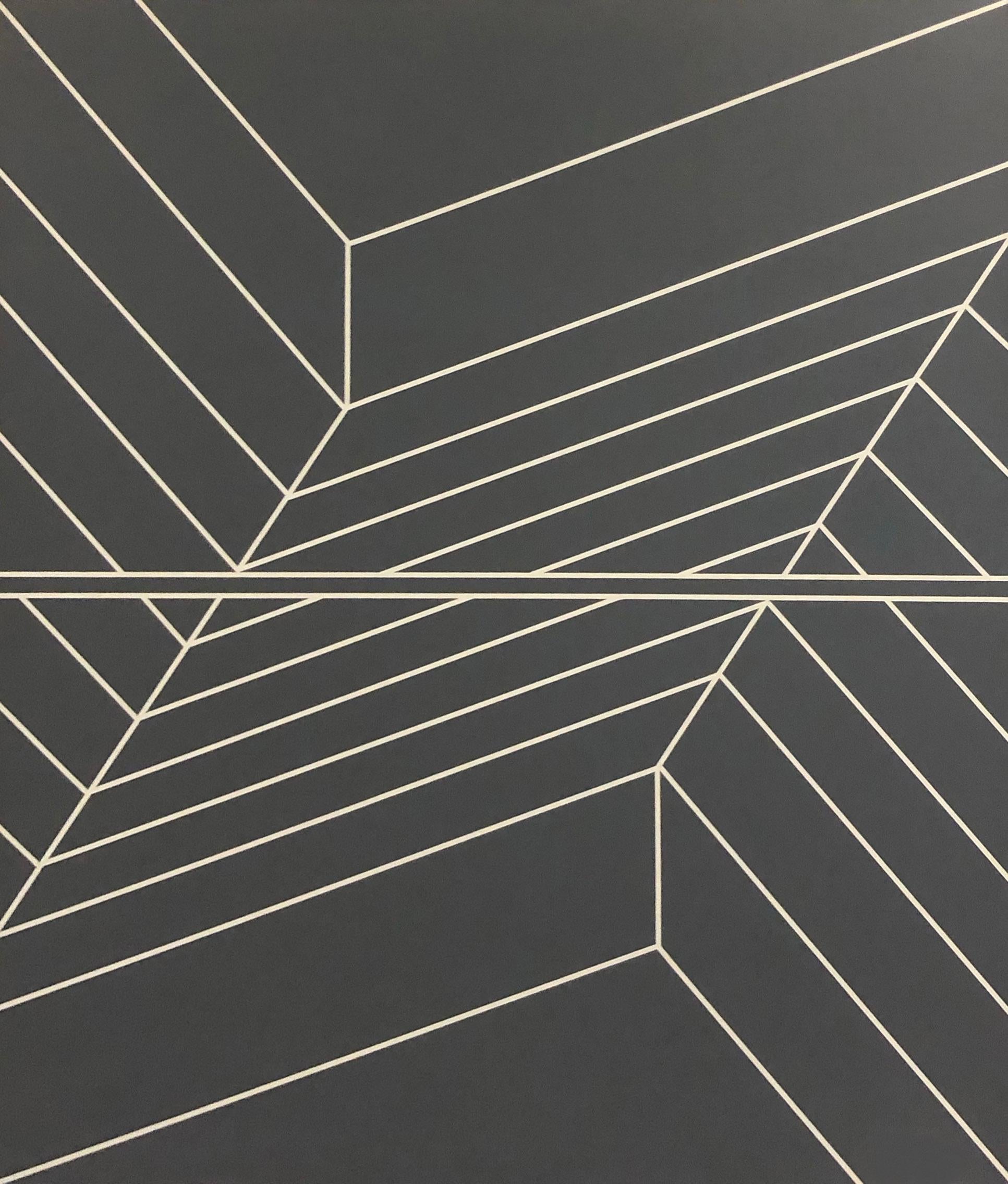 Large Minimalist Mid Century Geometric Painting Abstract Hard Edge Black Grey  (Schwarz), Abstract Painting, von Duanye Hatchett