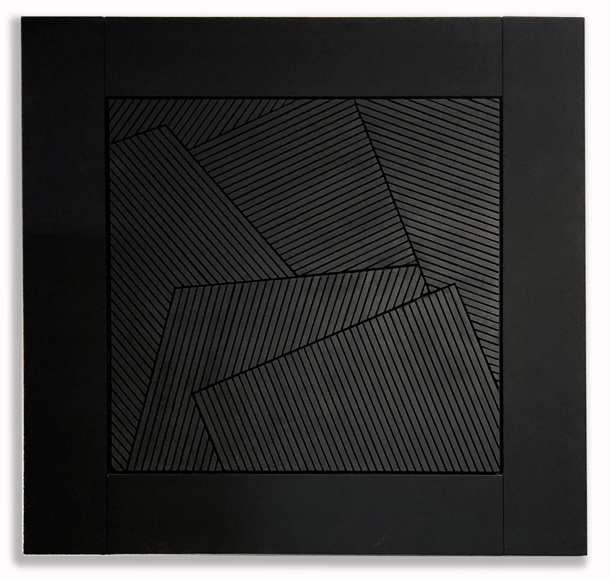 Duanye Hatchett Abstract Painting - Monumental Geometric Painting Abstract Mid Century Oil Hard Edge Large Black