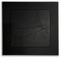 Monumental Geometric Painting Abstract Mid Century Oil Hard Edge Large Black