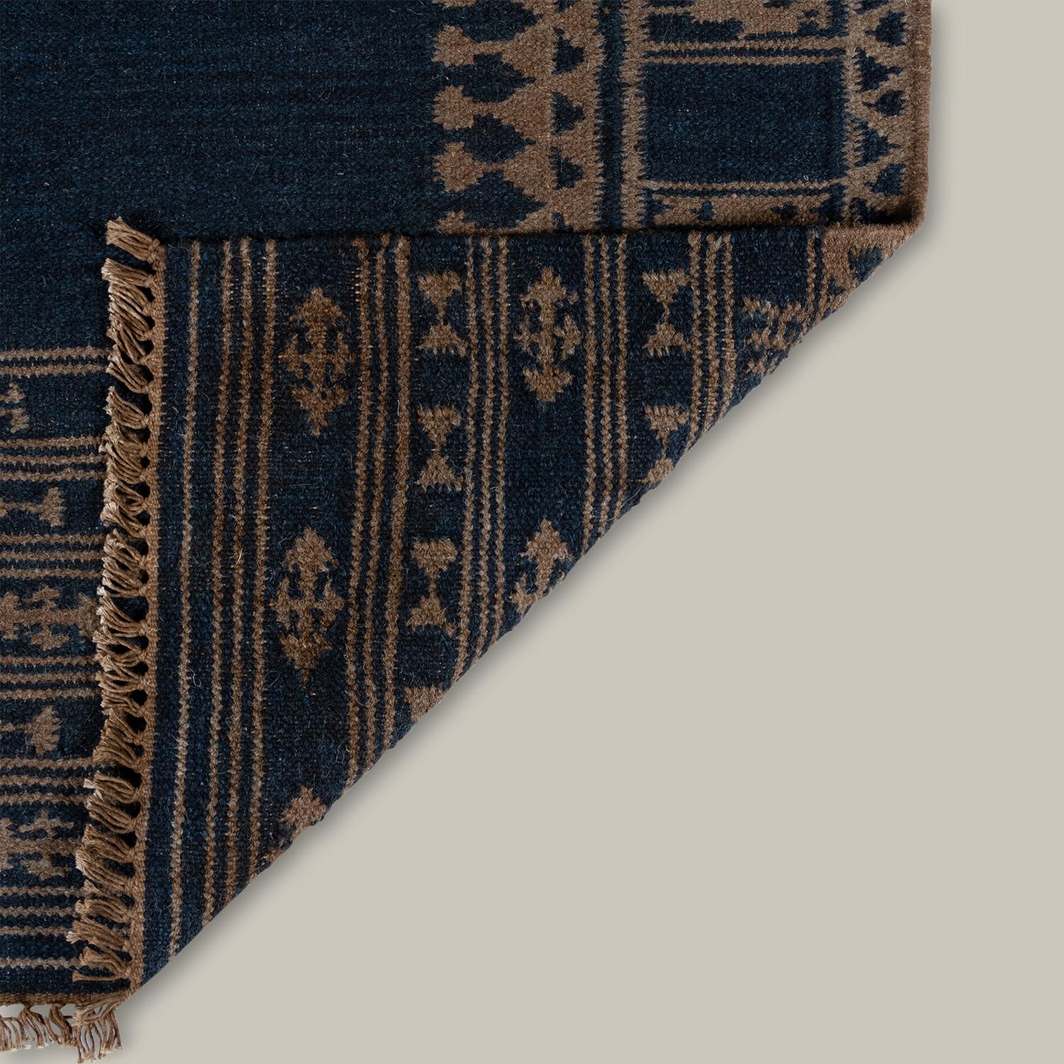 “Duar Kaba” Scandinavian Flatweave-Inspired Rug 'Indigo' by Christiane Lemieux In New Condition For Sale In New York, NY