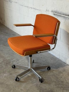Duba Orange Upholstered Swivel Desk Office Chair Danish Mid-Century Modern 1970s