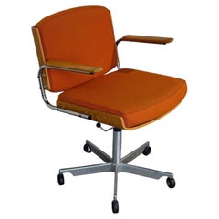 Duba Orange Upholstered Swivel Desk Office Chair Danish Mid-Century Modern 1970s