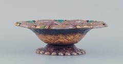 Duban-Christel for Limoges, France. Large enamel bowl with gold decoration.