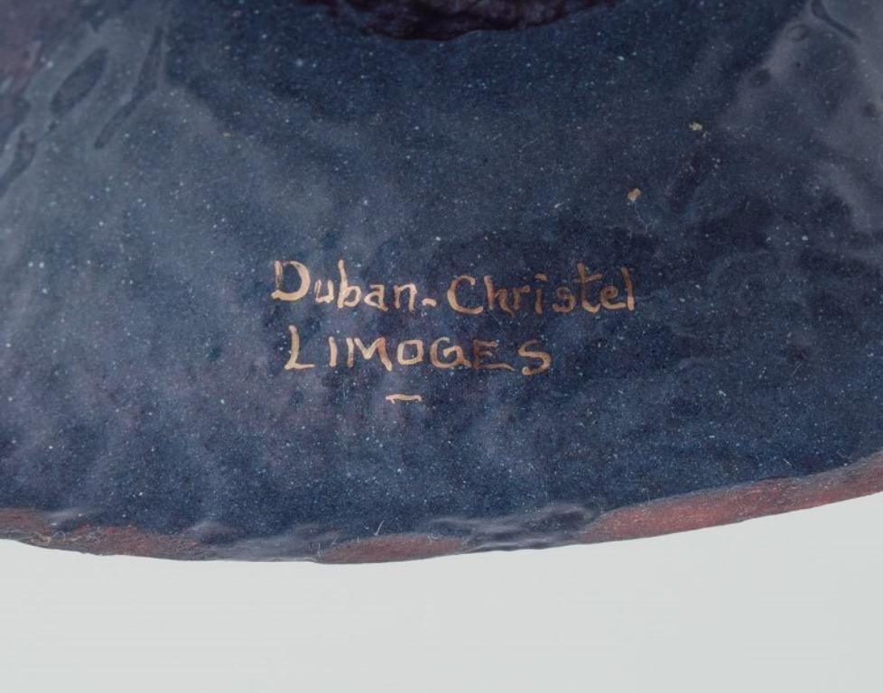Duban-Christel pour Limoges, France. Grand bol en émail avec décoration dorée. en vente 2