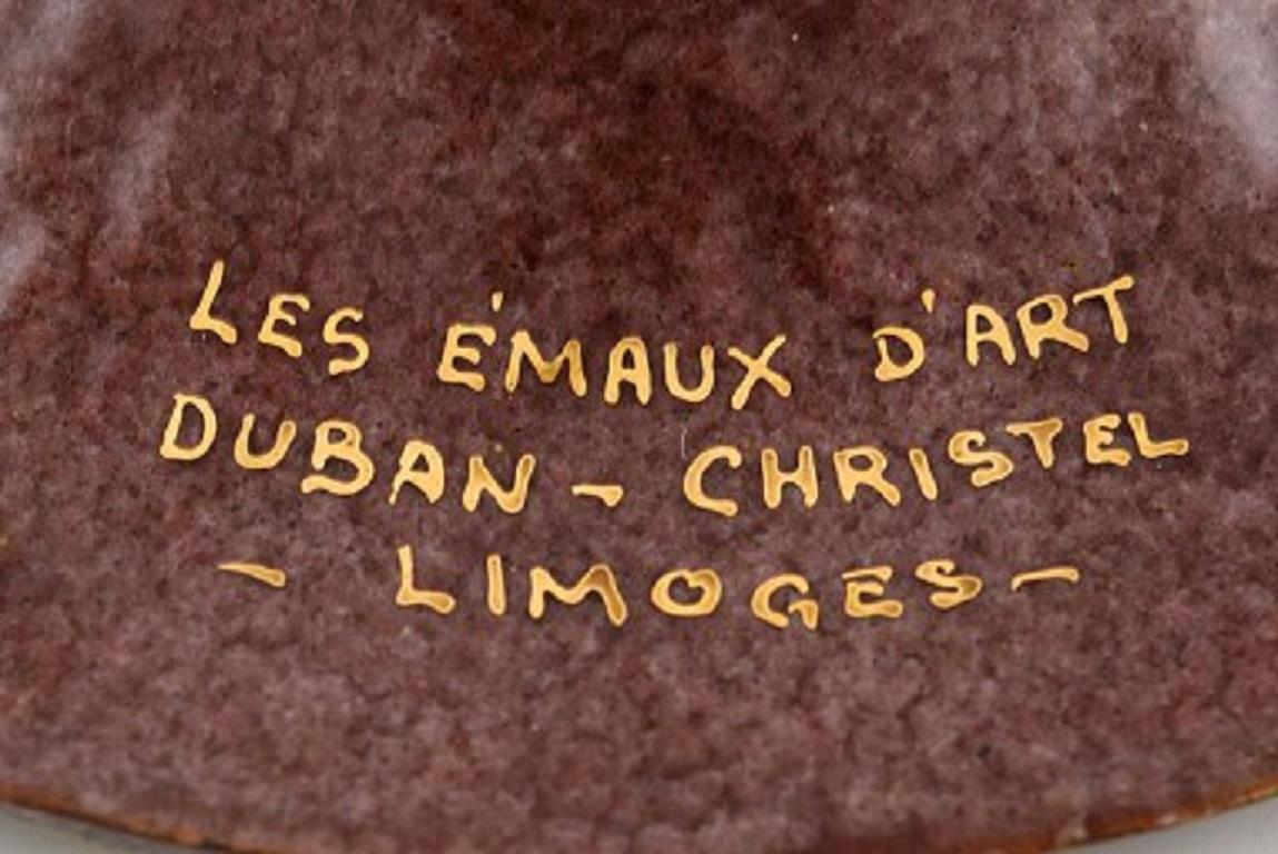 Enameled Duban Christel for Limoges, Unique Bronze Bowl with Enamel Work, 1940s For Sale