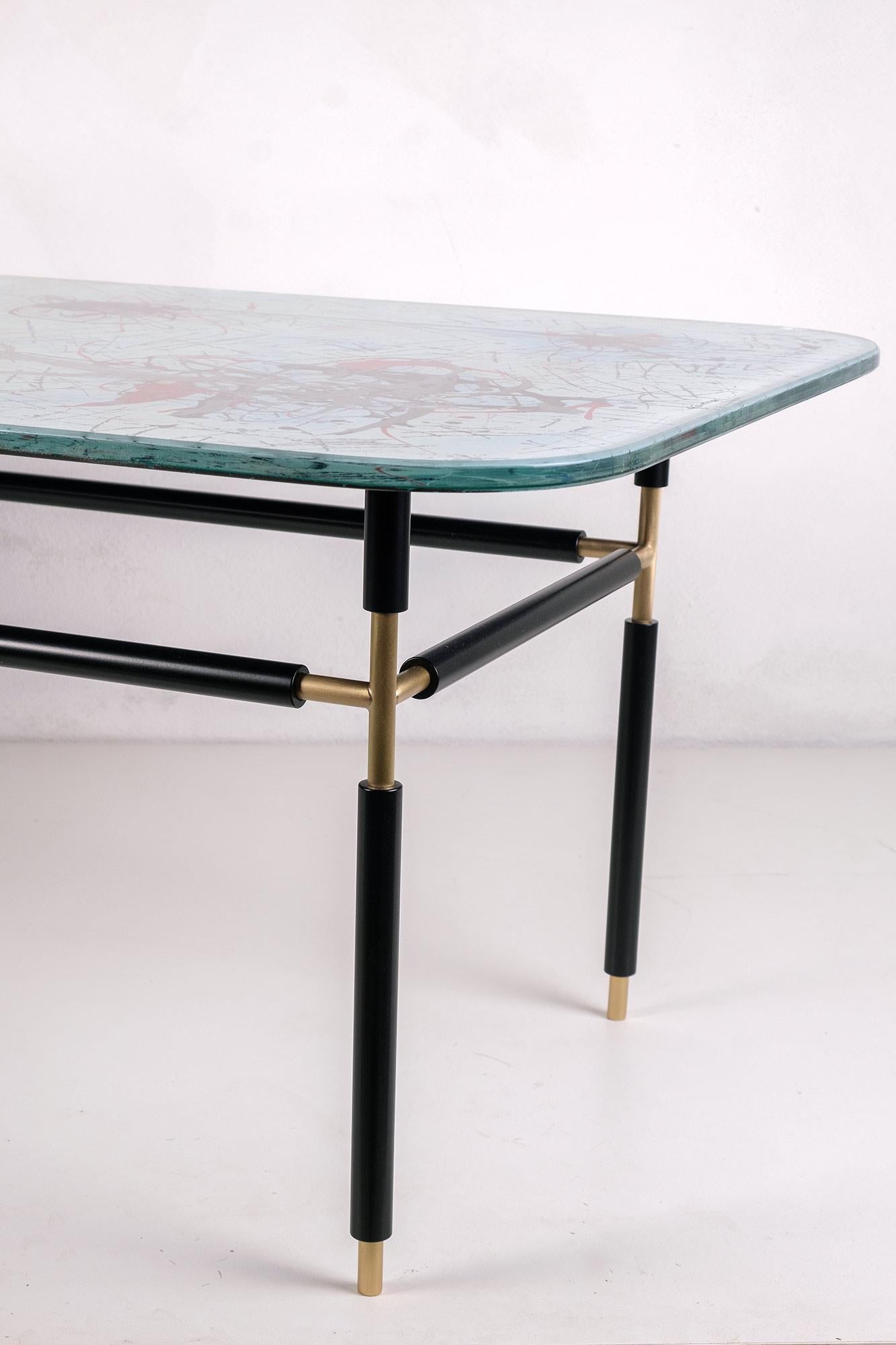 Dubé 'Duilio Barnabé' Glass Painted Coffee Table for Fontana Arte, Italy In Good Condition For Sale In Lugano, TI