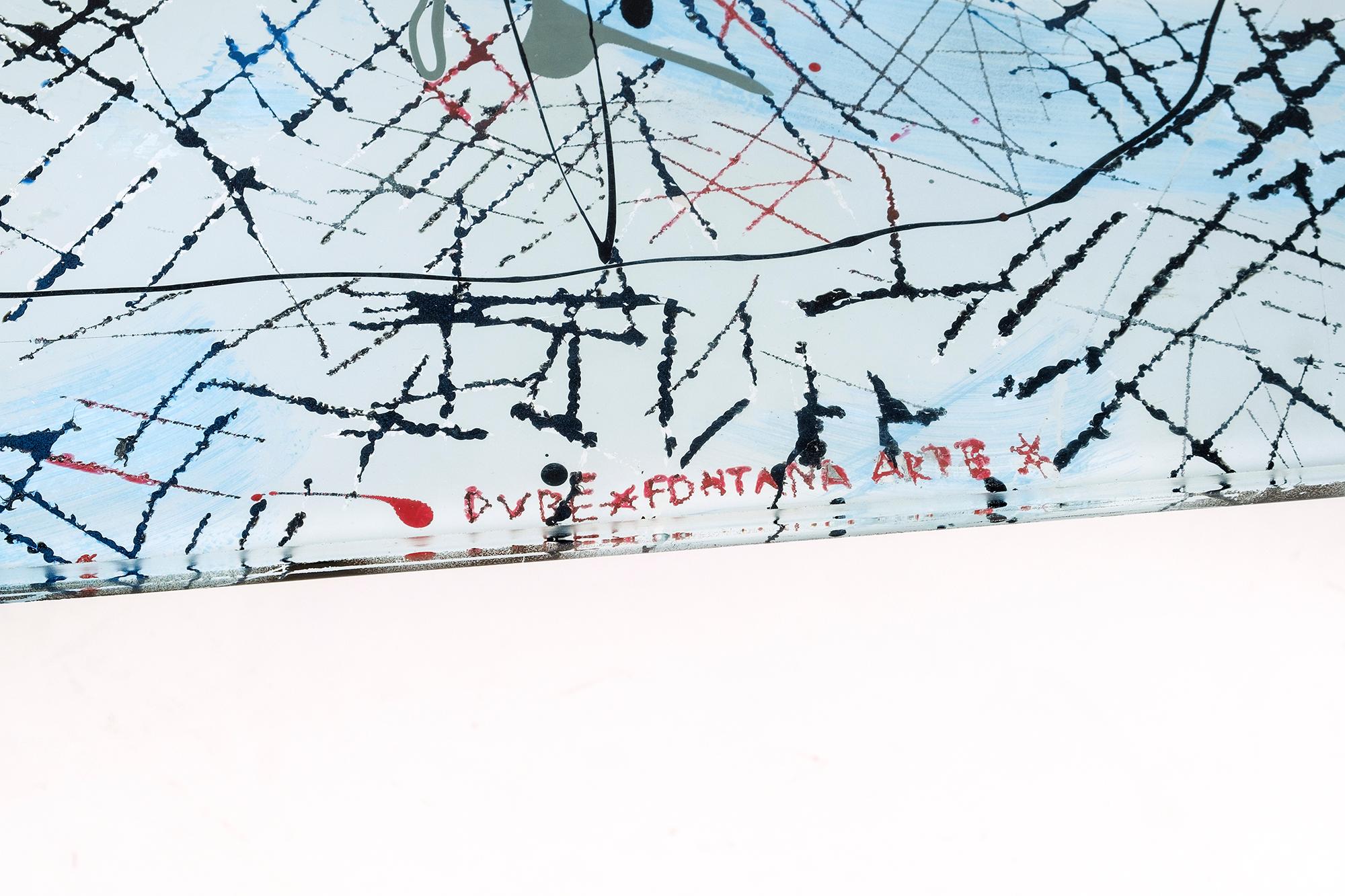 Brass Dubé 'Duilio Barnabé' Glass Painted Coffee Table for Fontana Arte, Italy For Sale