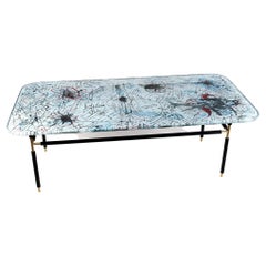 Dubé 'Duilio Barnabé' Glass Painted Coffee Table for Fontana Arte, Italy