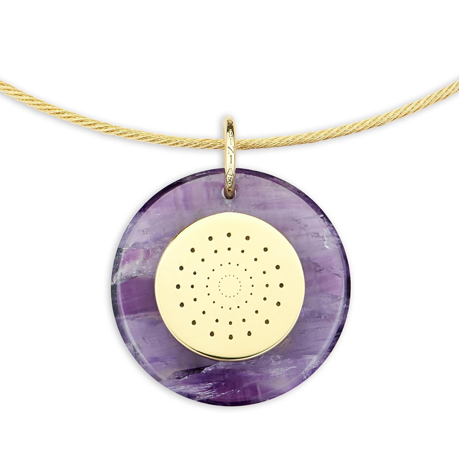 Contemporary Dubini Ancient Ariarthes IX Coin Amethyst Medallion 18K Gold Necklace For Sale