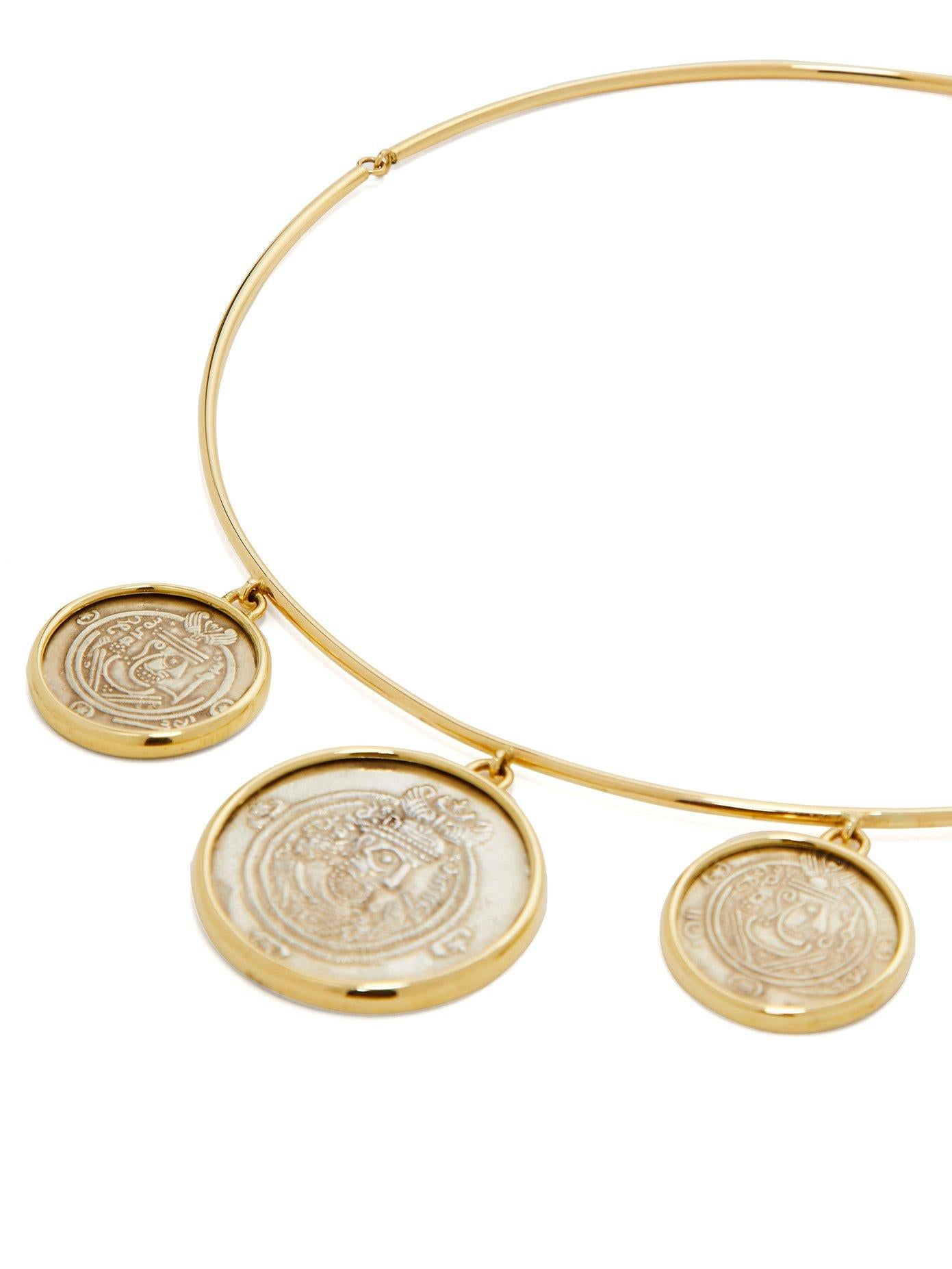 Dubini Ancient Governors of Tabaristan Silbermünze 18 Karat Gelbgold Halskette (Klassisch-römisch) im Angebot