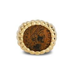 Dubini Ancient Roman Bronze Coin 18 Karat Yellow Gold Signet Ring