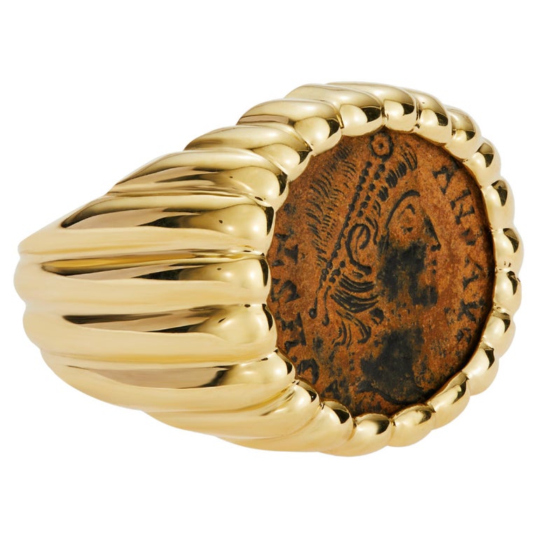 Customizable Dubini Ancient Roman Bronze Coin 18 Karat Yellow Gold Signet  Ring For Sale at 1stDibs | ancient roman bronze rings, roman coin signet  ring, ancient ring designs