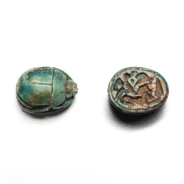 Anello Dubini Scarabeo Egiziano Faience Antico in oro giallo 18