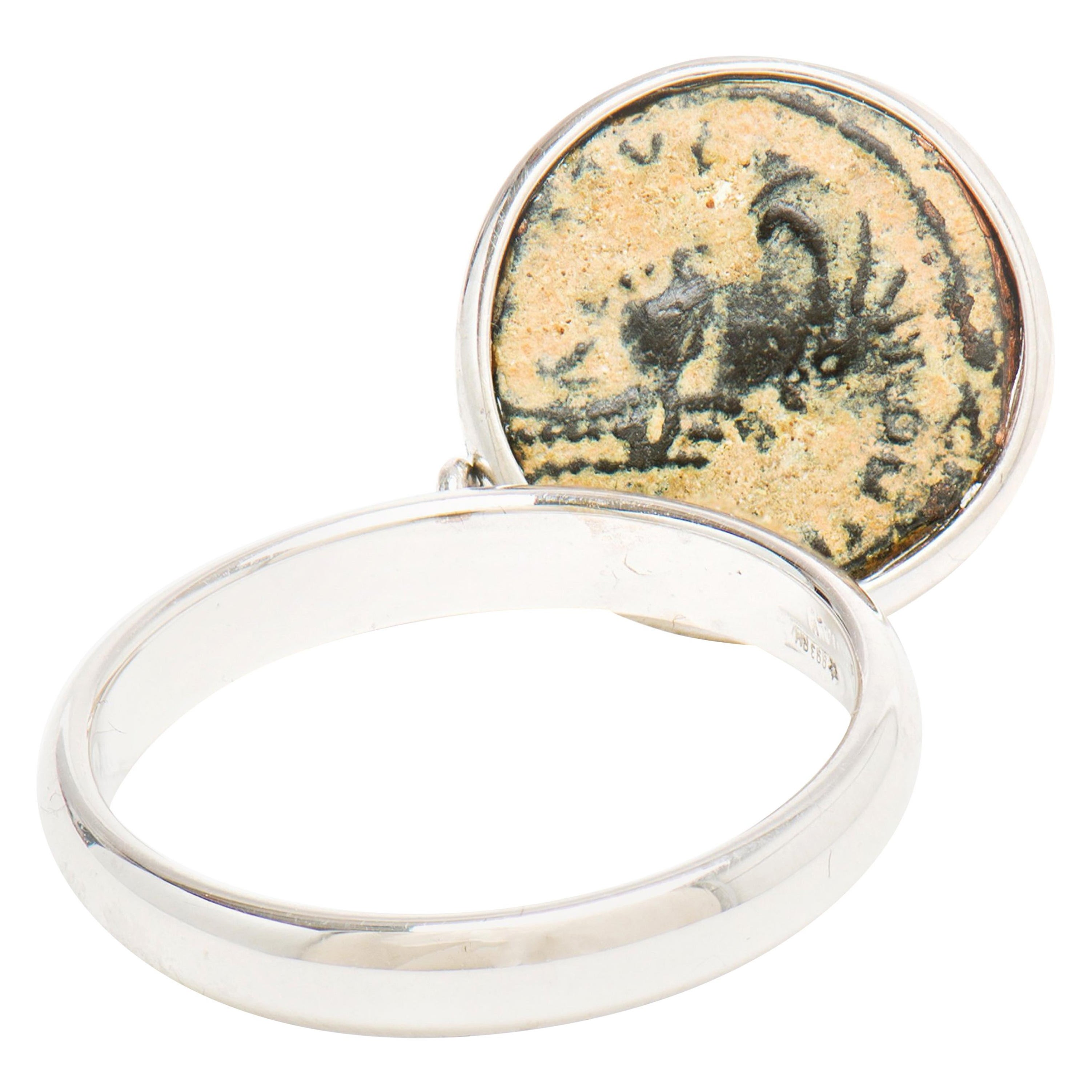 Anello Dubini Imperatore Flip Moneta Antica in Bronzo Oro 18 Carati in vendita