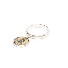 Dubini Emperor Flip Ancient Bronze Coin 18 Karat White Gold Ring