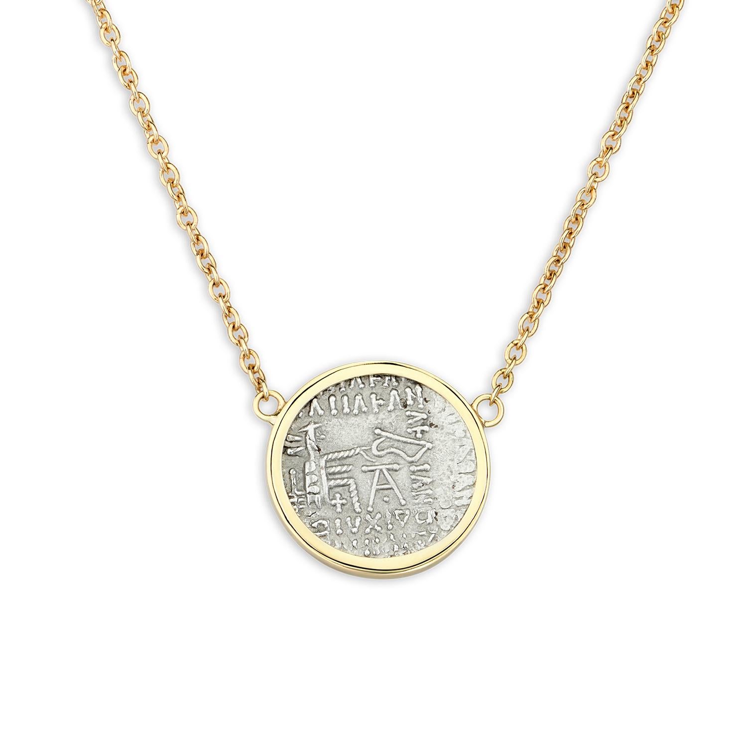 Romano classico Collana Dubini Re Gotarzes II Antica Moneta d'Argento 18 Karati in vendita