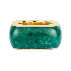 Dubini Pietra Aventurine Gem Stone of Opportunity Luck 18K Yellow Gold Ring