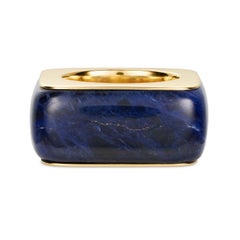 Dubini Pietra Sodalite Gem Stone of Harmony Peace 18K Yellow Gold Ring
