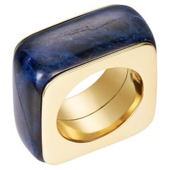 Dubini, bague Harmony Peace en or jaune 18 carats avec pierres précieuses Pietra et sodalite