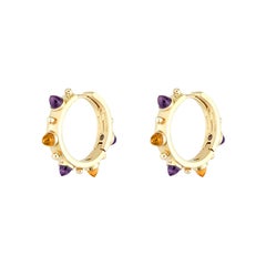 Dubini Punta di Diamante Cabochon Amethyst Citrin Gold Ohrringe