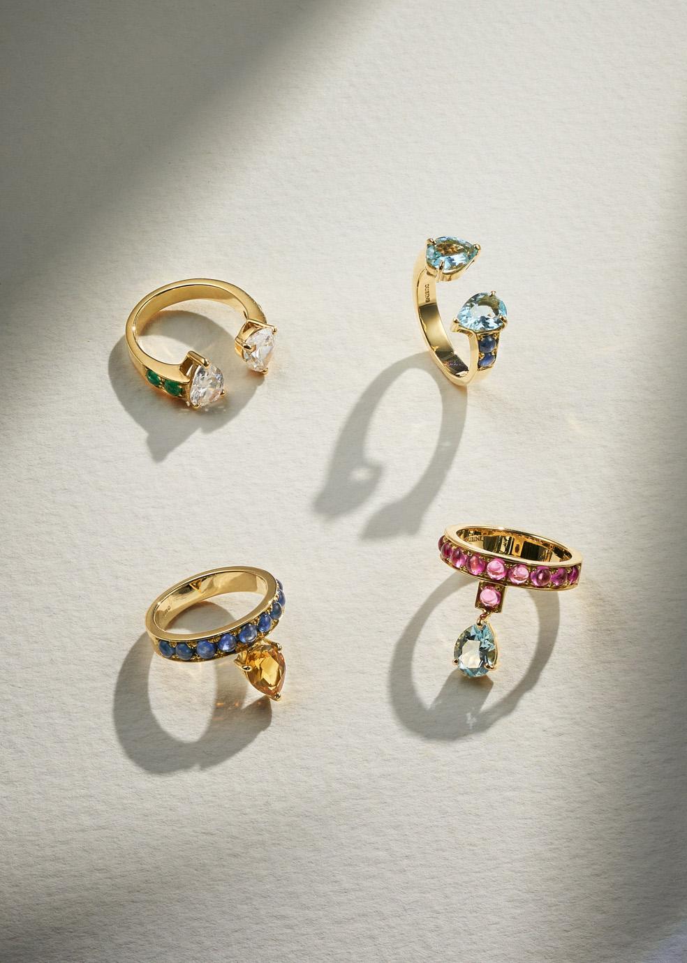 Byzantine Dubini Theodora Citrine and Sapphire 18K Yellow Gold Ring For Sale