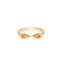 Dubini Theodora Citrine Drops And White Diamonds 18K Yellow Gold Ring