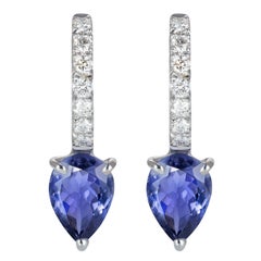 Boucles d'oreilles Dubini Theodora en or blanc 18 carats, iolite et diamants