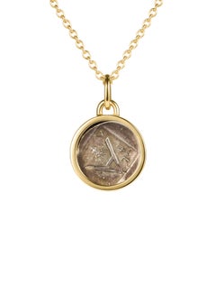 Dubini Wolf Ancient Hemidrachm Silver Coin Pendant 18 Karat Yellow Gold Necklace