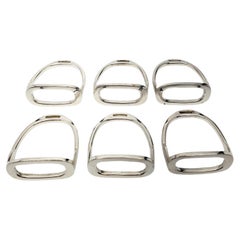 Dublin Ireland Sterling Silver Stirrup Napkin Ring Holders Set Of 6 #24491