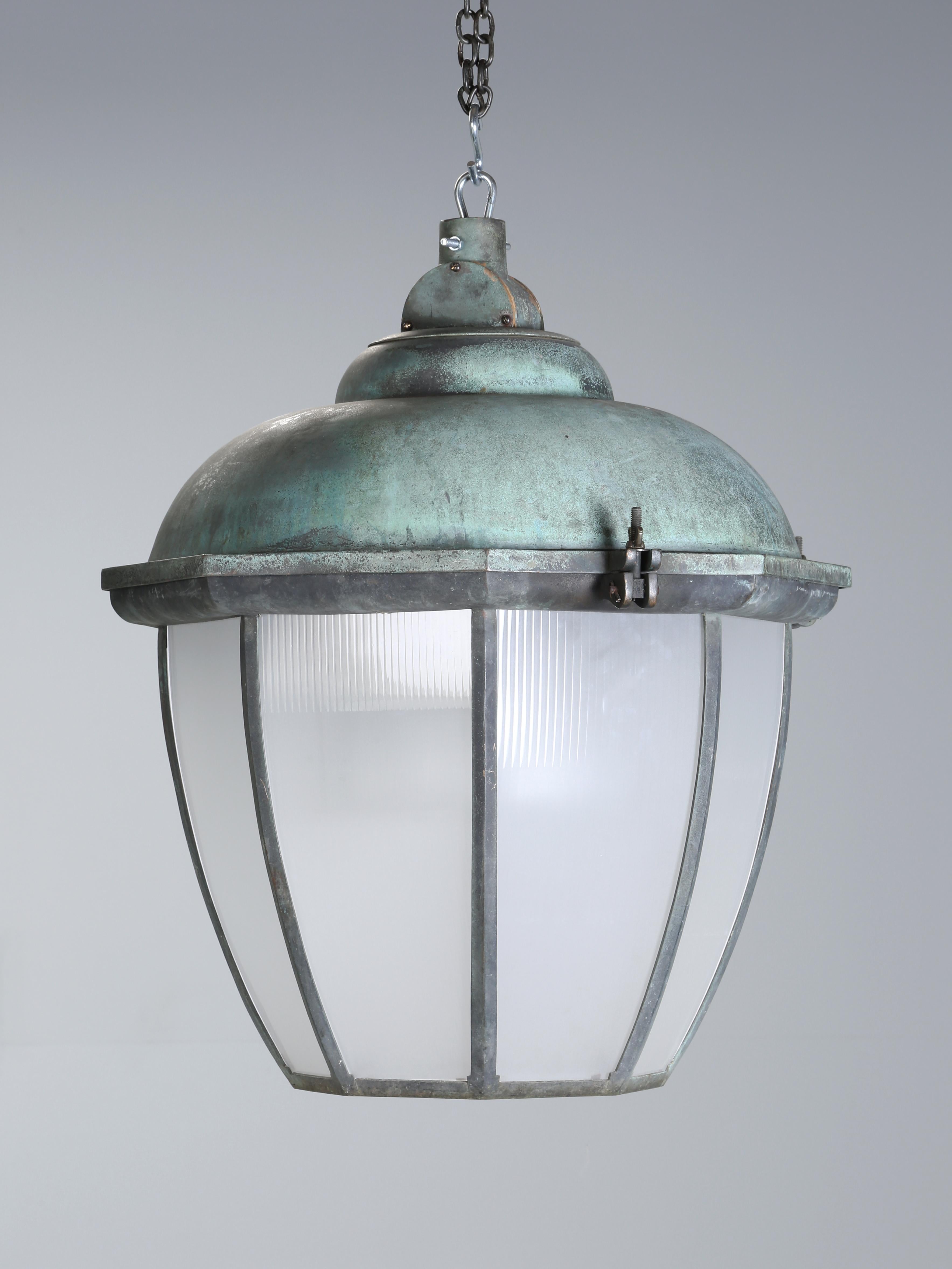  Dublin Lanterns in Bronze with Copper Domes, Holophane Dual Glass Shades 1930's 6