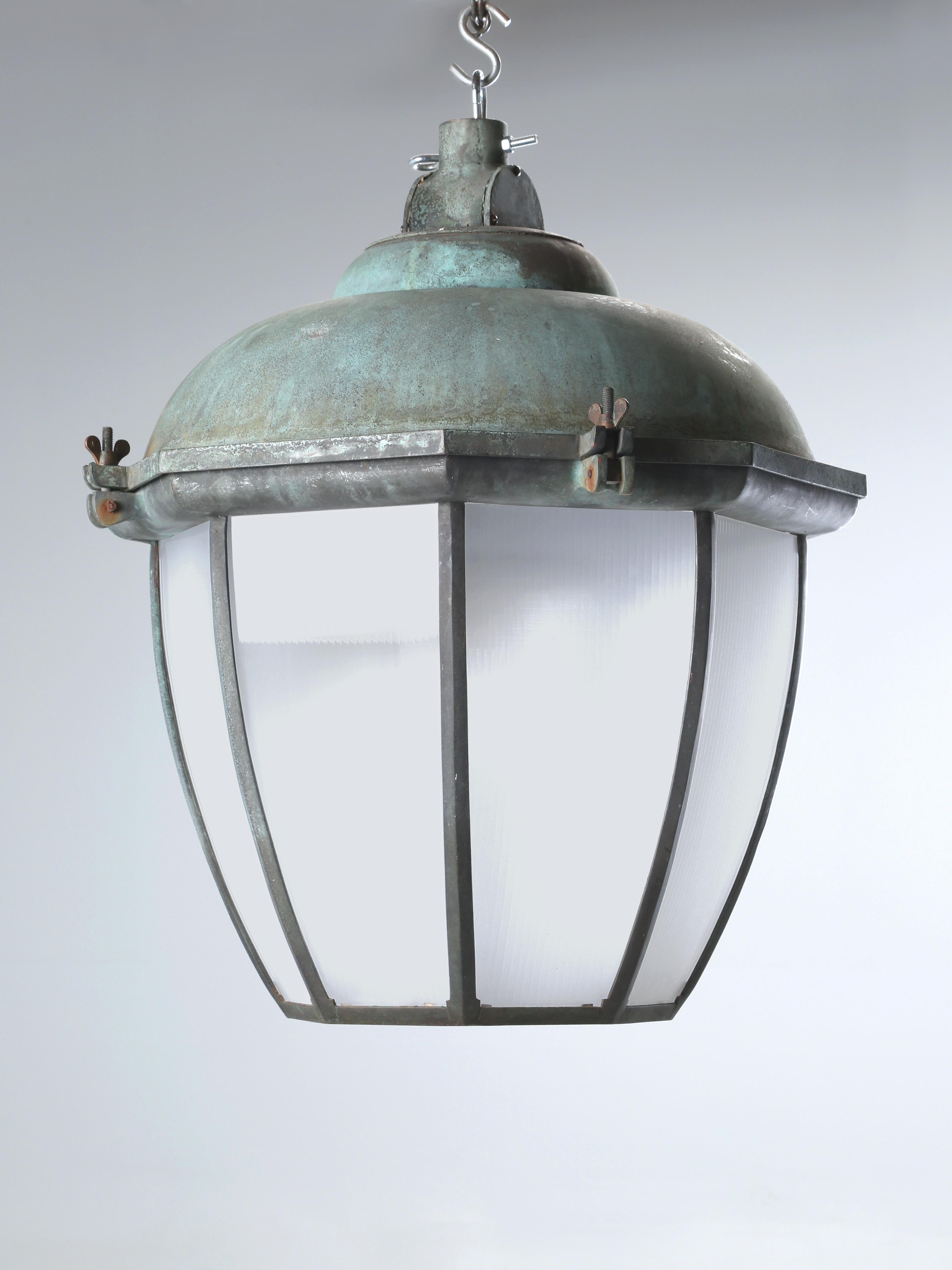  Dublin Lanterns in Bronze with Copper Domes, Holophane Dual Glass Shades 1930's 7