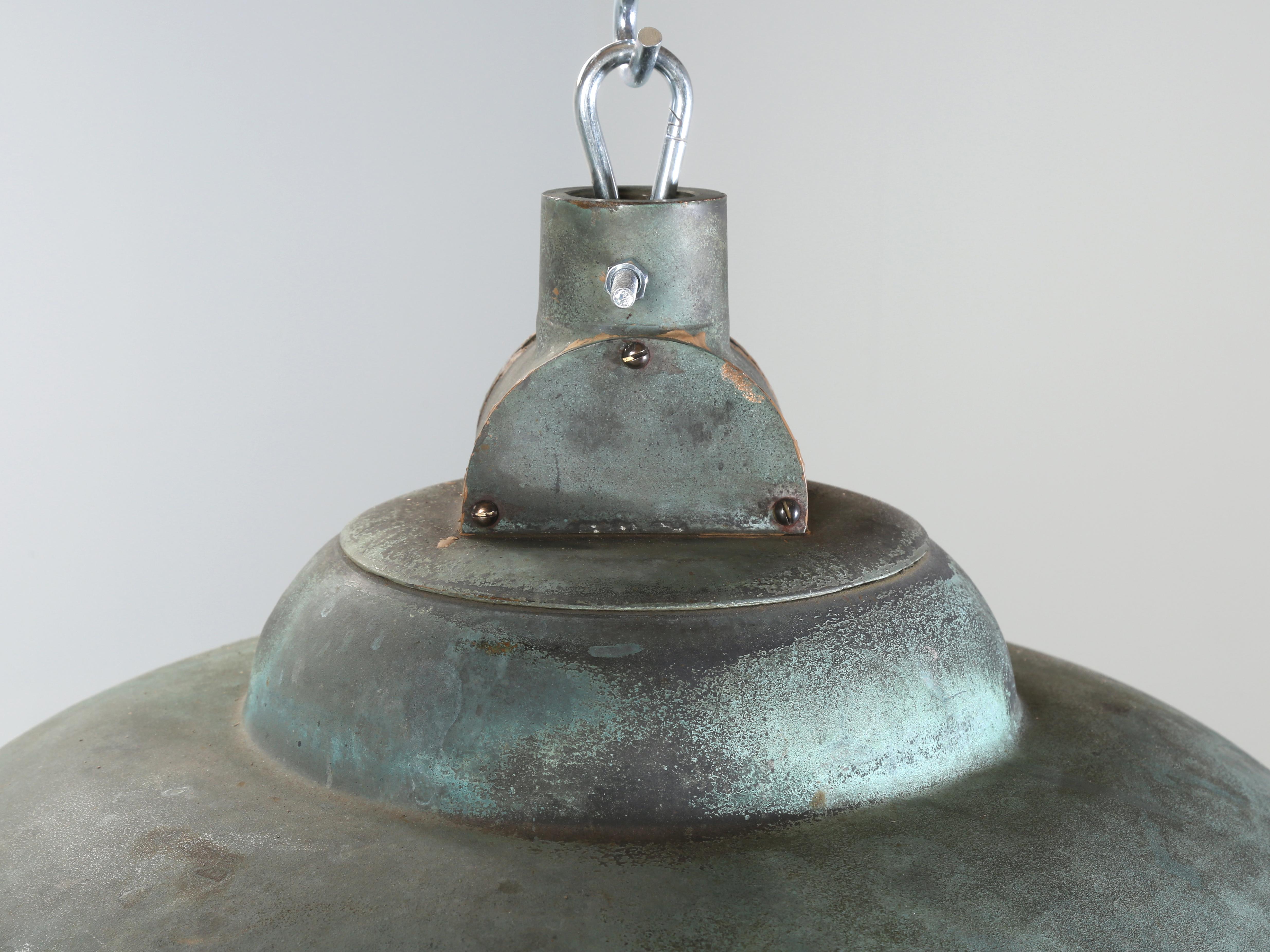 Mid-20th Century  Dublin Lanterns in Bronze with Copper Domes, Holophane Dual Glass Shades 1930's