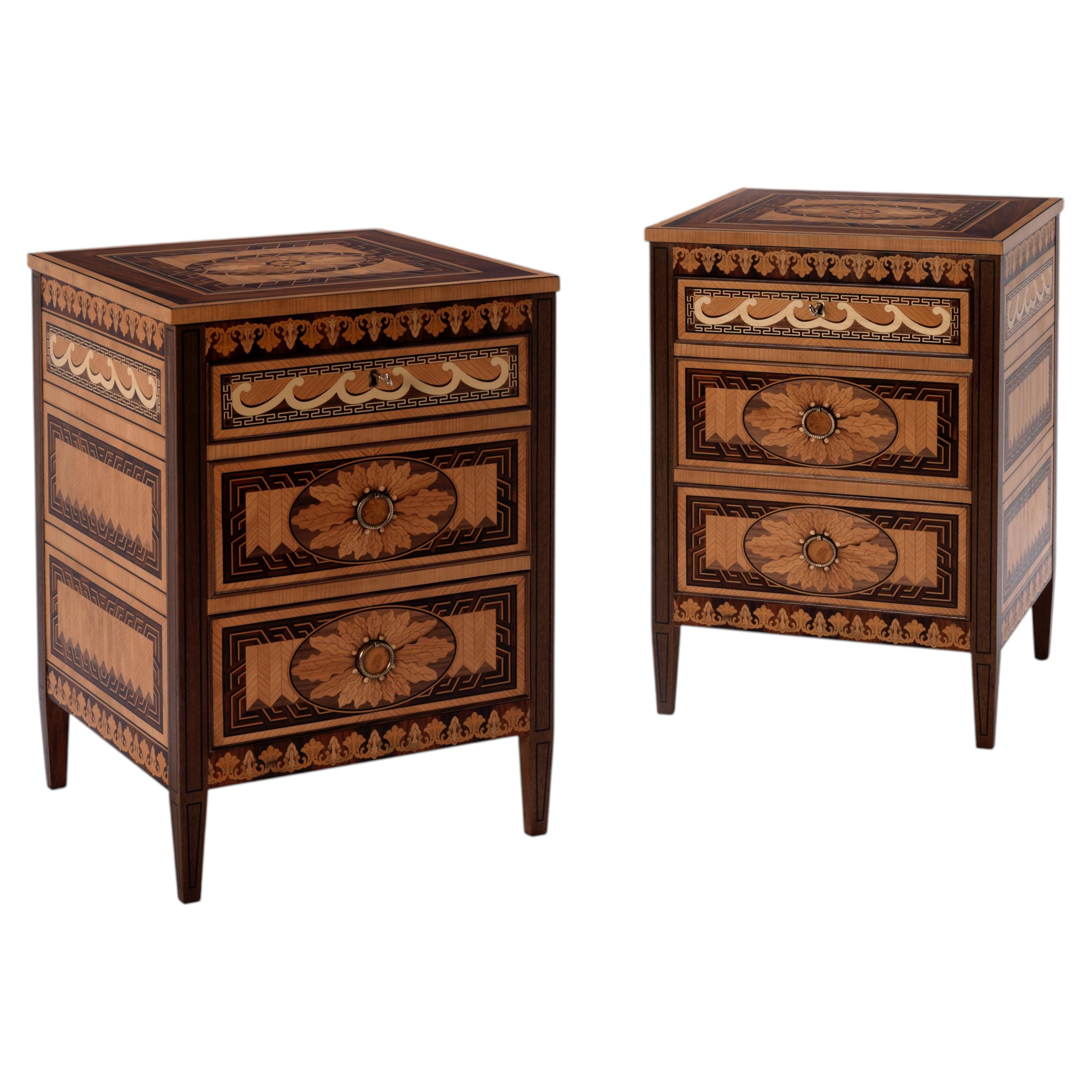 Dublin Marquetry Bedside Commodes For Sale