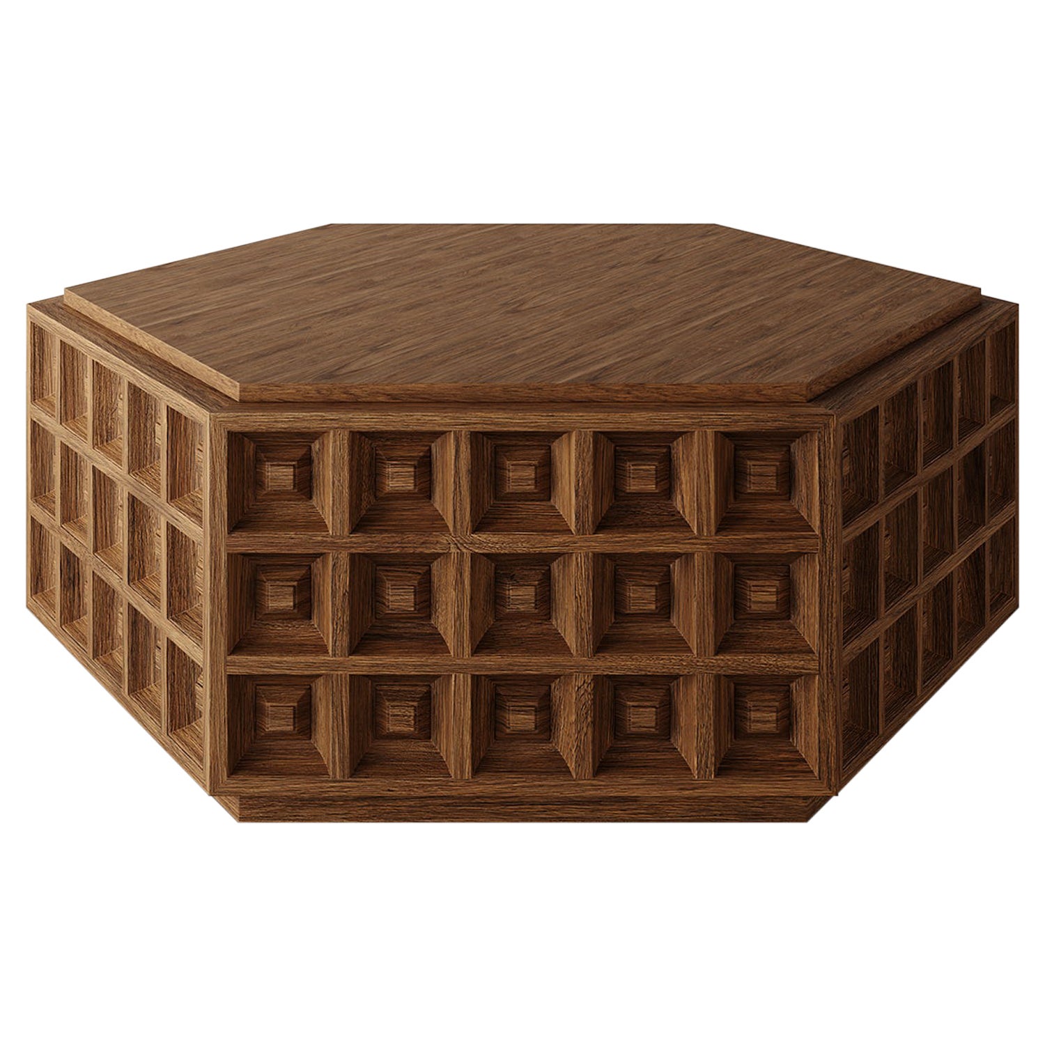 Dubois Hexagonal Oak Coffee Table by Christiane Lemieux