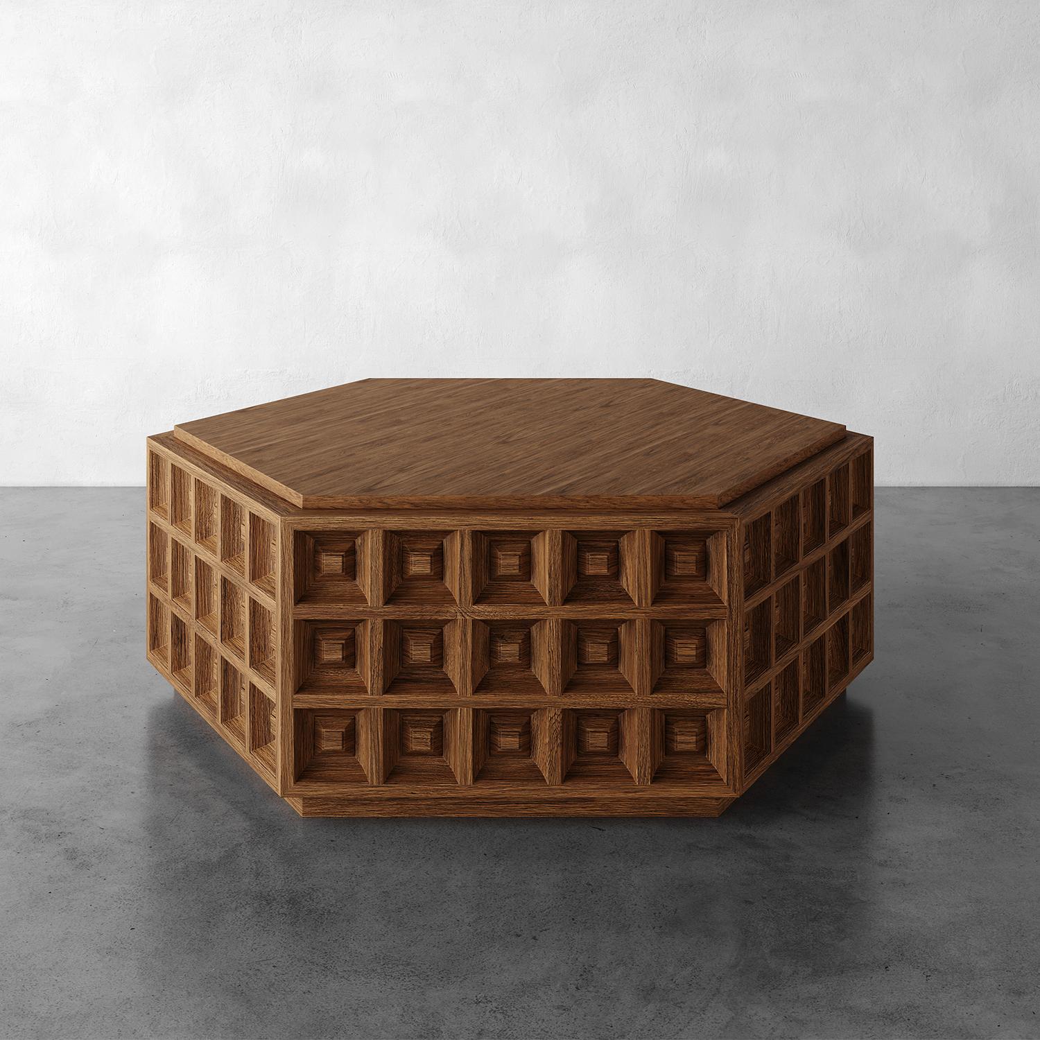 Mid-Century Modern Table basse hexagonale Dubois de Christiane Lemieux en vente