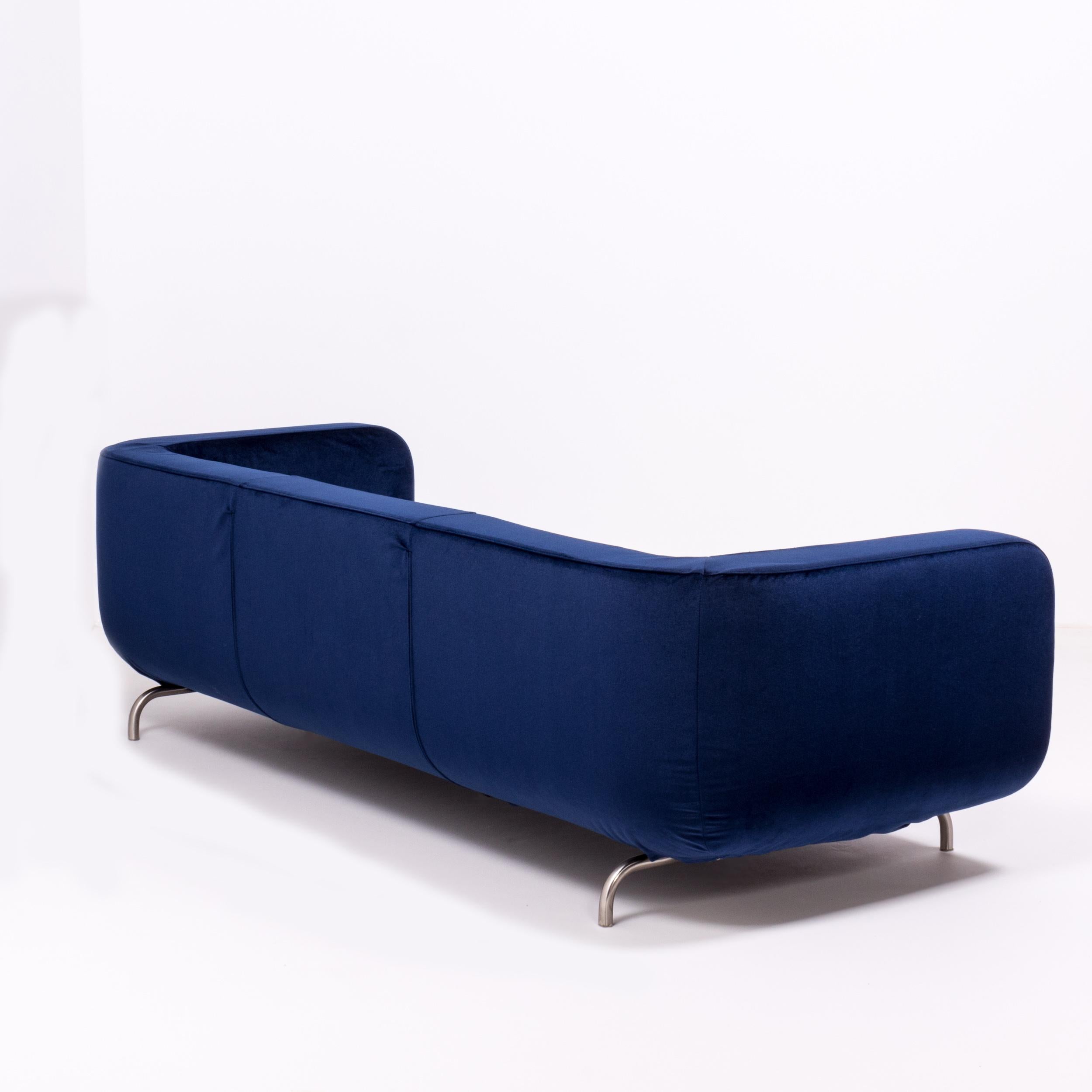 Dubuffet Three-Seat Sofa by Rodolfo Dordoni for Minotti in Deep Blue Velvet In Good Condition In London, GB