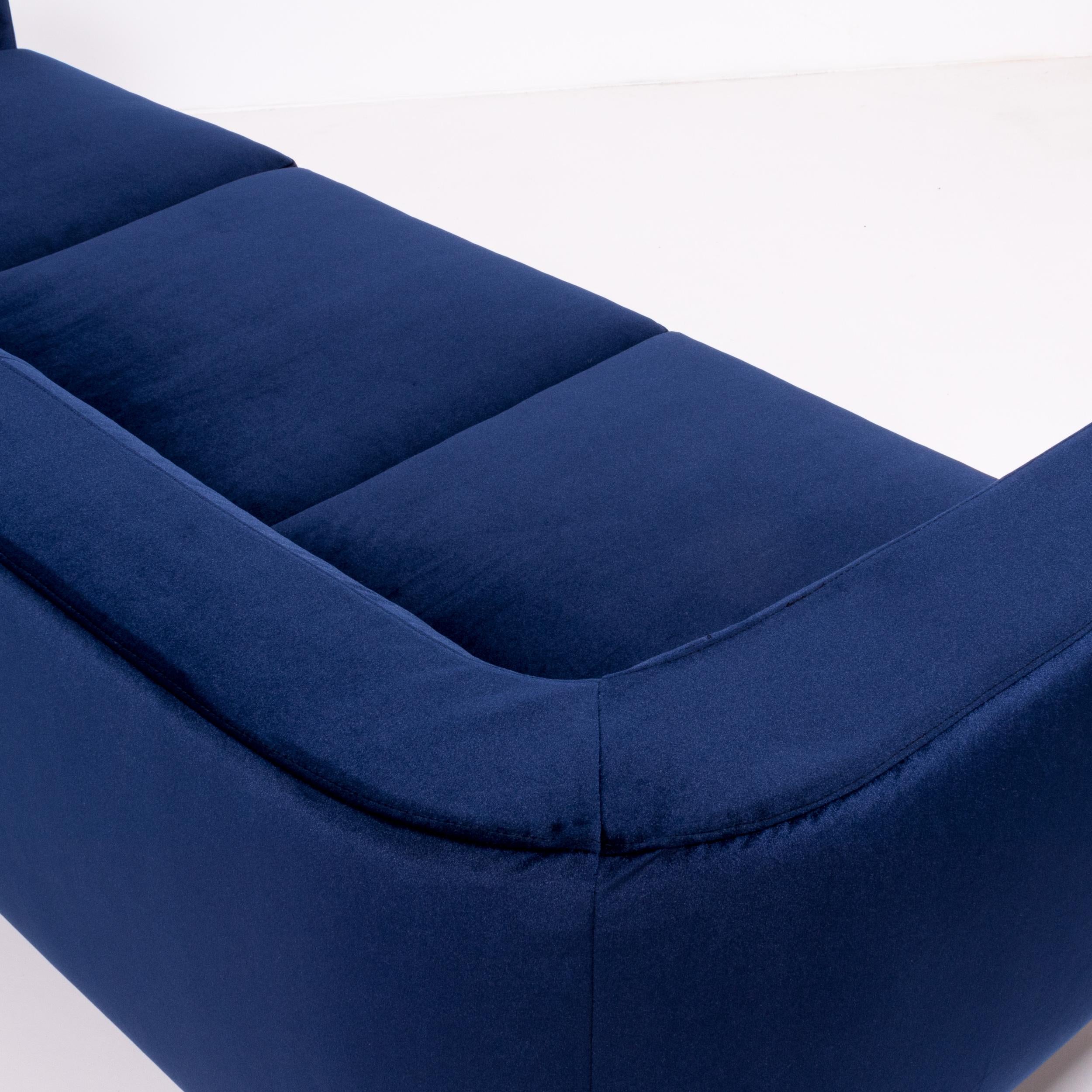 Late 20th Century Dubuffet Three-Seat Sofa by Rodolfo Dordoni for Minotti in Deep Blue Velvet