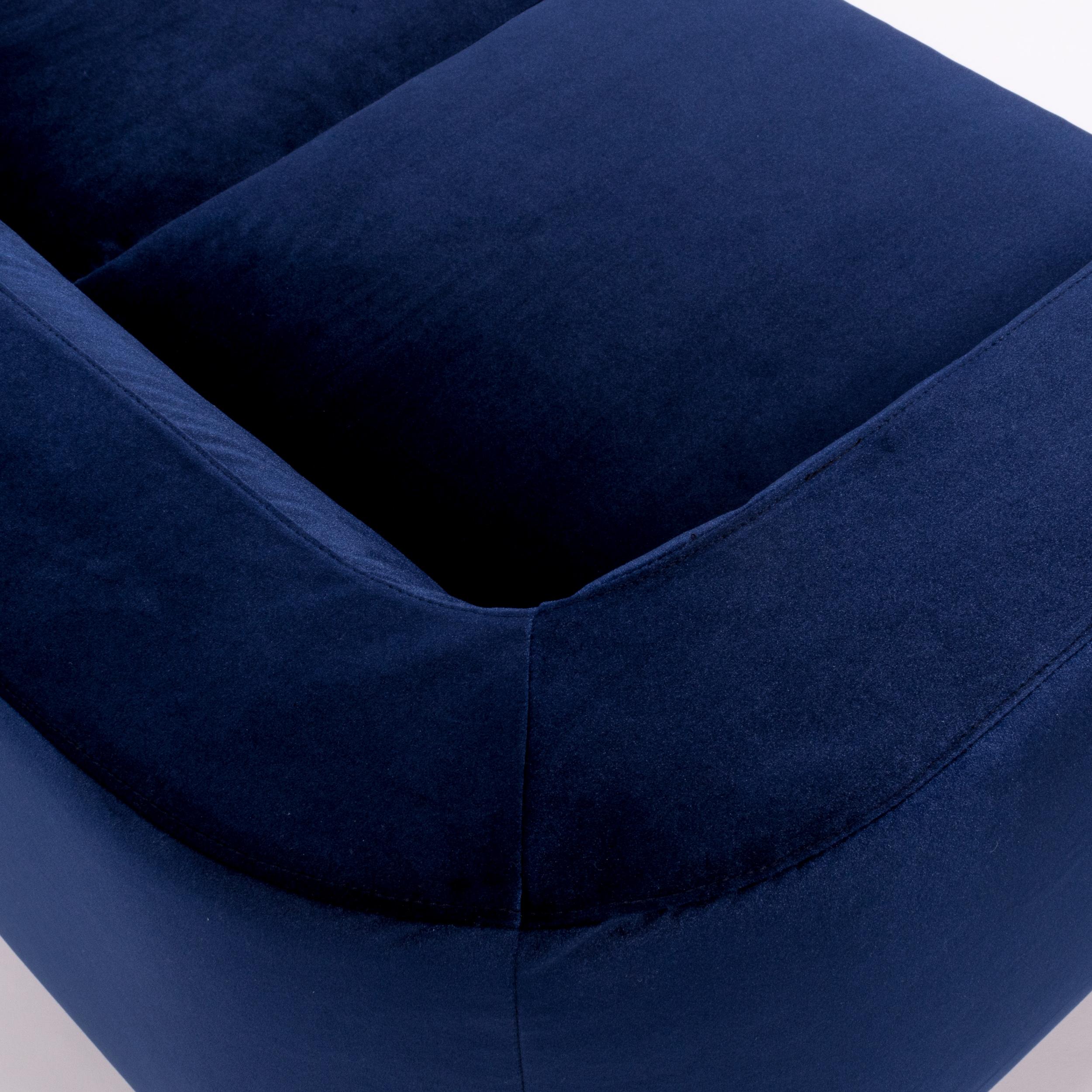 Fabric Dubuffet Three-Seat Sofa by Rodolfo Dordoni for Minotti in Deep Blue Velvet